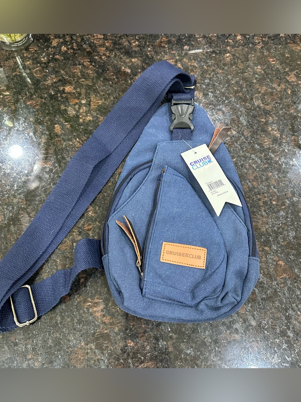 Navy Canvas Sling Bag
